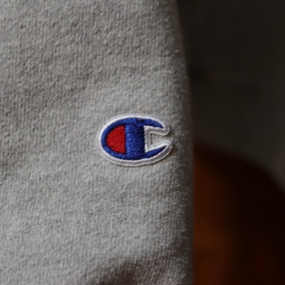 Vintage Champion Gray Reverse Weave Hoodie Sweatshirt Medium Logo Spellout - Picture 9 of 11